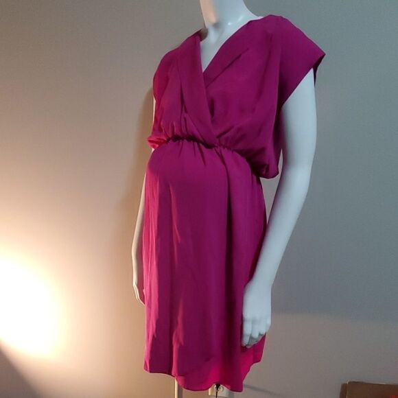 Asos Maternity Pink Wrap Top Dress (4) - Picture 1 of 6